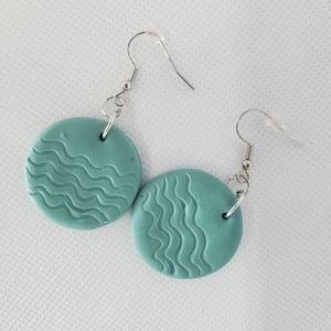 Handmade Clay Earrings Mint Discs